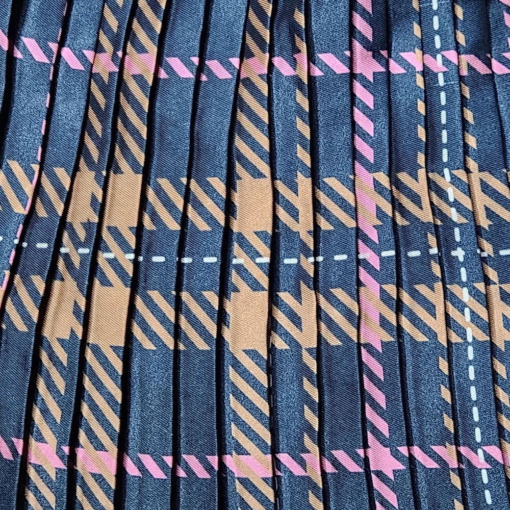Abel & Lula Bubblegum Plaid Pleated Skirt 12 Black Camel Pink Boutique